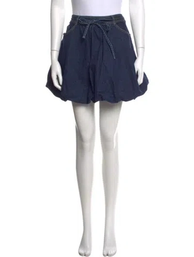 Pre-owned Cinq À Sept Pleated Accents Mini Skirt In Blue