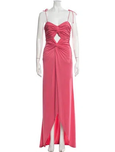 Pre-owned Cinq À Sept Plunge Neckline Long Dress In Pink