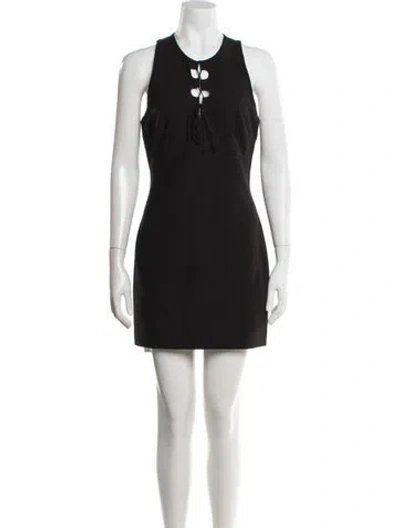 Pre-owned Cinq À Sept Plunge Neckline Mini Dress In Black