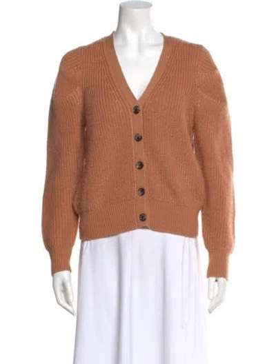 Pre-owned Cinq À Sept Plunge Neckline Sweater In Brown
