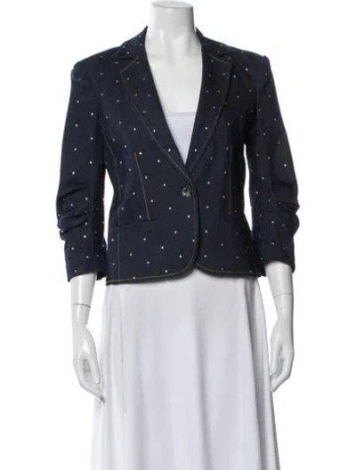 Pre-owned Cinq À Sept Polka Dot Print Blazer In Blue