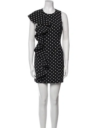 Pre-owned Cinq À Sept Polka Dot Print Mini Dress In Black