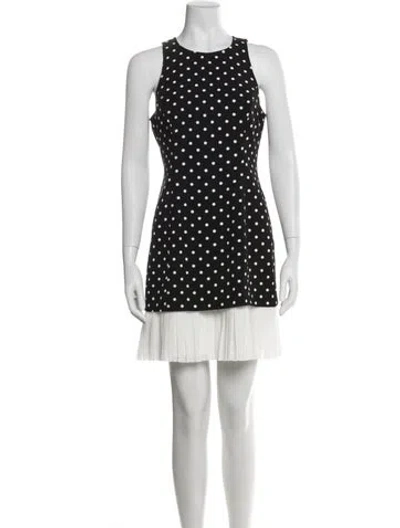 Pre-owned Cinq À Sept Polka Dot Print Mini Dress In Black