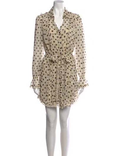 Pre-owned Cinq À Sept Polka Dot Print Mini Dress In Neutral