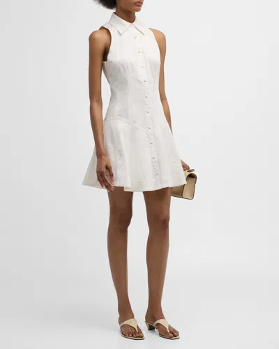 Cinq À Sept Poppy Sleeveless Flared Mini Poplin Shirtdress In White