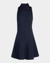 Cinq À Sept Poppy Sleeveless Flared Mini Poplin Shirtdress In Navy