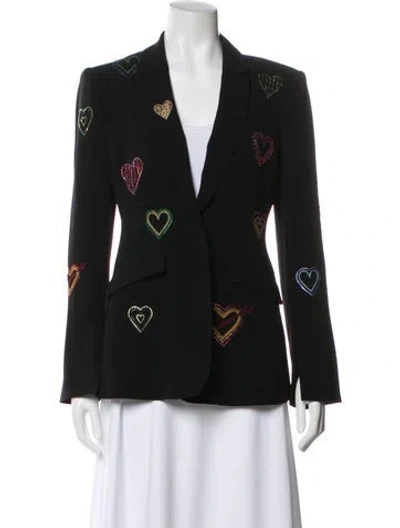 Pre-owned Cinq À Sept Printed Blazer In Black