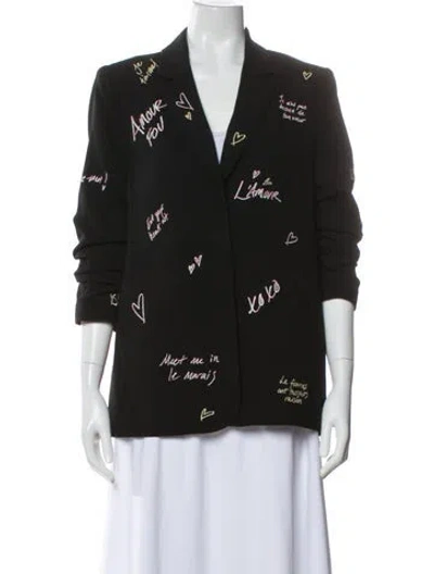 Pre-owned Cinq À Sept Printed Blazer In Black