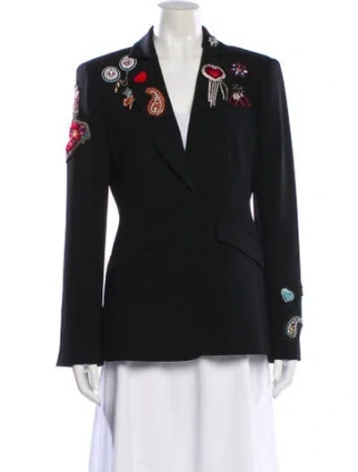 Pre-owned Cinq À Sept Printed Blazer In Black