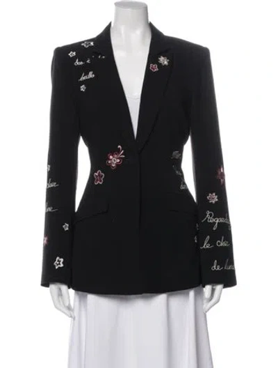 Pre-owned Cinq À Sept Printed Blazer In Black