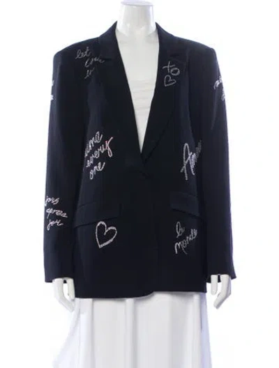 Pre-owned Cinq À Sept Printed Blazer In Blue