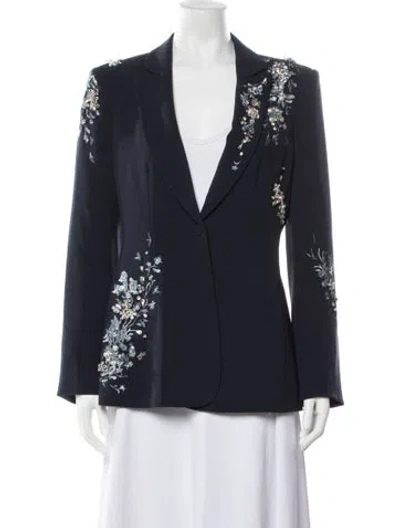 Pre-owned Cinq À Sept Printed Blazer In Blue
