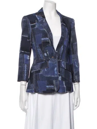 Pre-owned Cinq À Sept Printed Blazer In Blue