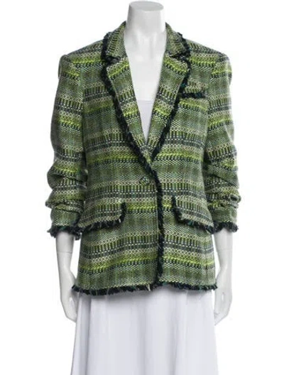 Pre-owned Cinq À Sept Printed Blazer In Green