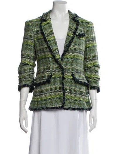 Pre-owned Cinq À Sept Printed Blazer In Green