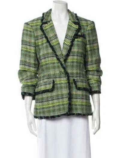 Pre-owned Cinq À Sept Printed Blazer In Green