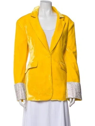 Pre-owned Cinq À Sept Printed Blazer In Yellow