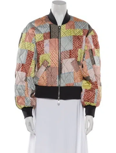 Pre-owned Cinq À Sept Printed Bomber Jacket In Orange