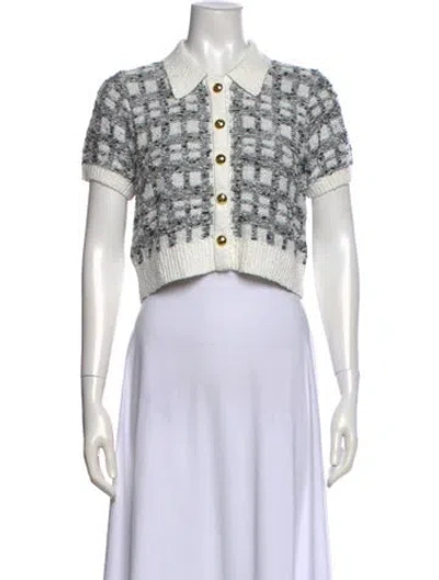Pre-owned Cinq À Sept Printed Crew Neck Sweater In Blue