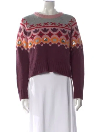 Pre-owned Cinq À Sept Printed Crew Neck Sweater In Multi