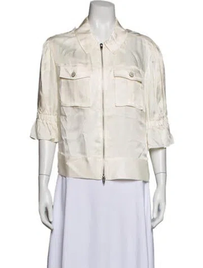 Pre-owned Cinq À Sept Printed Denim Jacket In Neutral