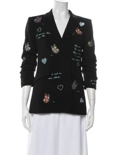 Pre-owned Cinq À Sept Printed Evening Jacket In Black