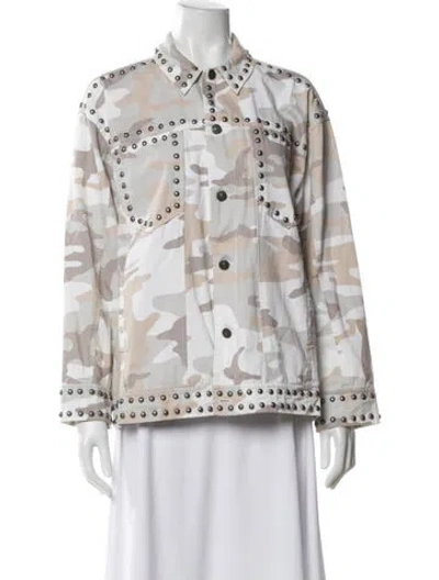 Pre-owned Cinq À Sept Printed Jacket In White
