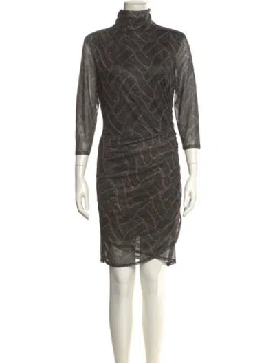 Pre-owned Cinq À Sept Printed Knee-length Dress In Black