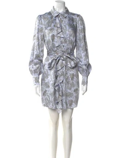 Pre-owned Cinq À Sept Printed Knee-length Dress In Blue