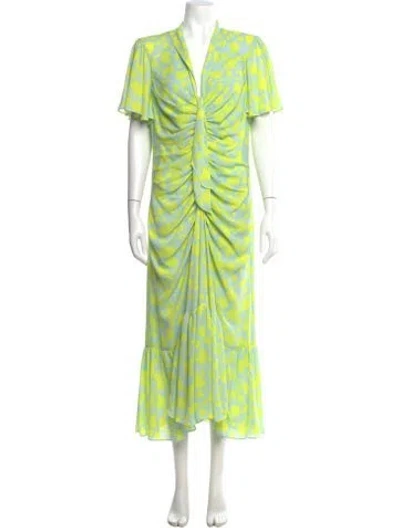 Pre-owned Cinq À Sept Printed Long Dress In Blue