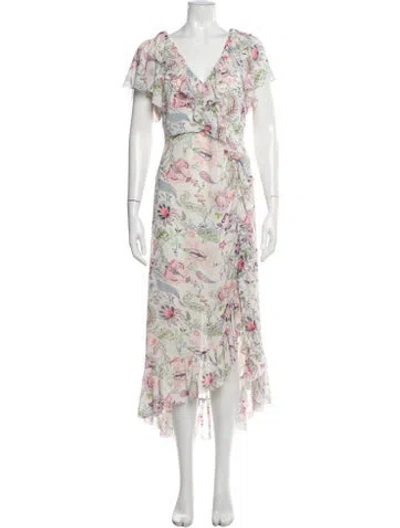 Pre-owned Cinq À Sept Printed Long Dress In Multi
