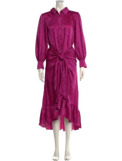 Pre-owned Cinq À Sept Printed Long Dress In Pink