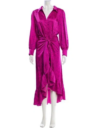Pre-owned Cinq À Sept Printed Long Dress In Pink