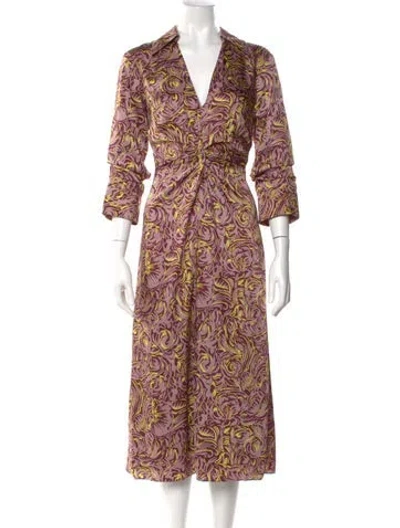 Pre-owned Cinq À Sept Printed Long Dress In Purple
