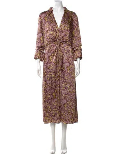 Pre-owned Cinq À Sept Printed Long Dress W/ Tags In Purple