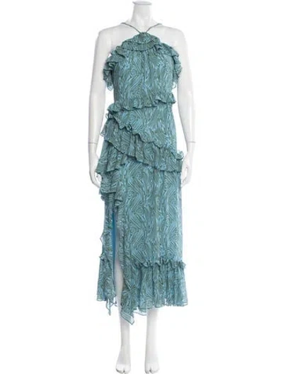 Pre-owned Cinq À Sept Printed Midi Length Dress In Blue