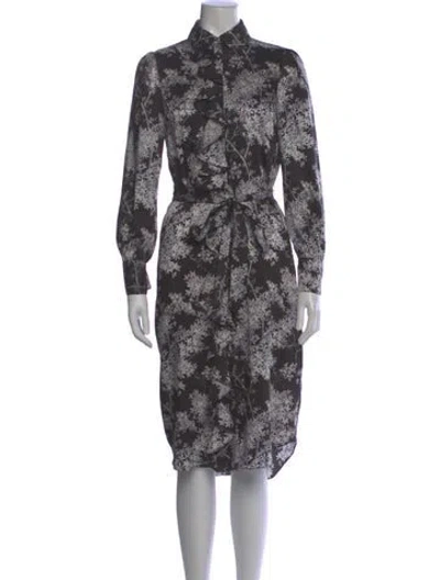 Pre-owned Cinq À Sept Printed Midi Length Dress In Gray