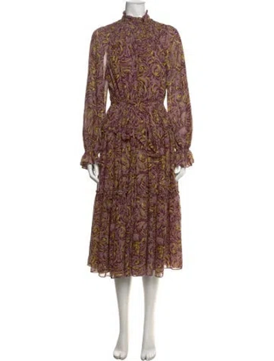 Pre-owned Cinq À Sept Printed Midi Length Dress In Multi