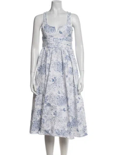 Pre-owned Cinq À Sept Printed Midi Length Dress In White