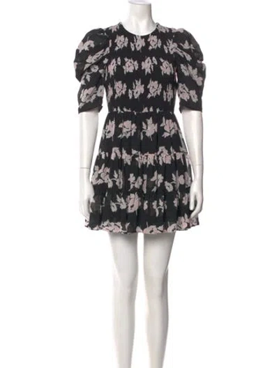 Pre-owned Cinq À Sept Printed Mini Dress In Black