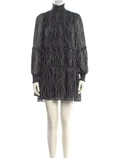Pre-owned Cinq À Sept Printed Mini Dress In Black