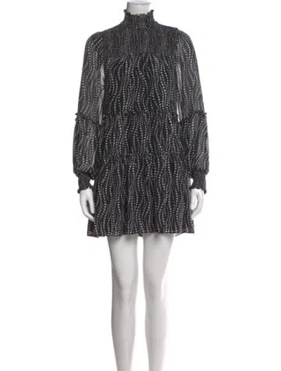 Pre-owned Cinq À Sept Printed Mini Dress In Black