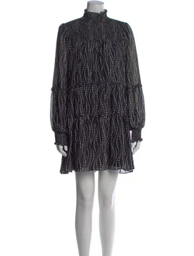 Pre-owned Cinq À Sept Printed Mini Dress In Black