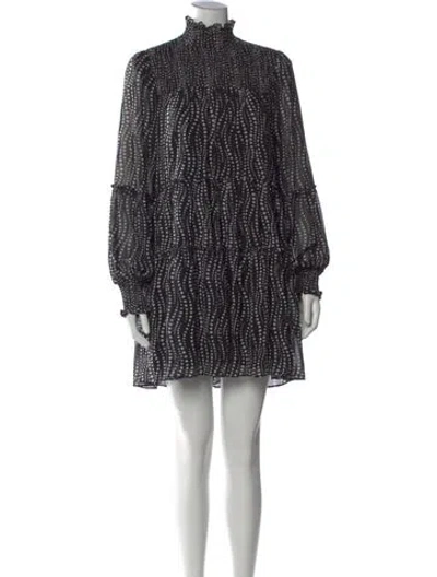 Pre-owned Cinq À Sept Printed Mini Dress In Black