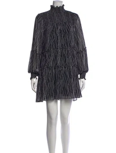 Pre-owned Cinq À Sept Printed Mini Dress In Black