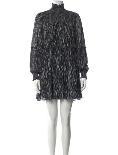 Pre-owned Cinq À Sept Printed Mini Dress In Black
