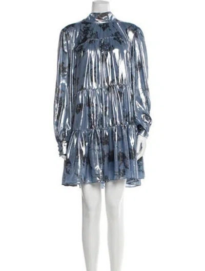 Pre-owned Cinq À Sept Printed Mini Dress In Blue