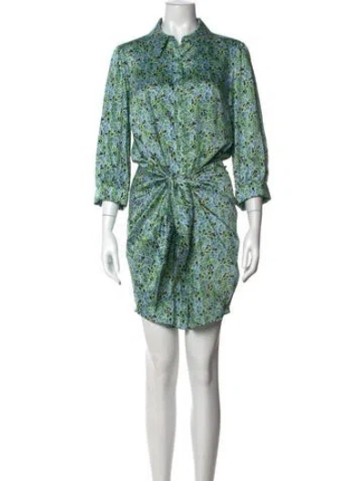 Pre-owned Cinq À Sept Printed Mini Dress In Blue