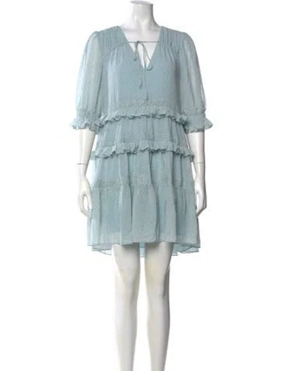 Pre-owned Cinq À Sept Printed Mini Dress In Blue