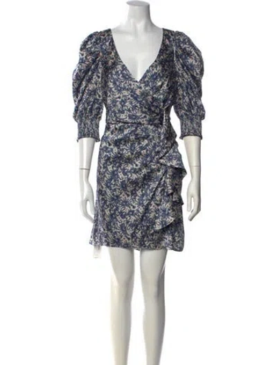 Pre-owned Cinq À Sept Printed Mini Dress In Blue